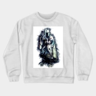 Templar Knight The crusader / abstract warrior watercolor portrait Crewneck Sweatshirt